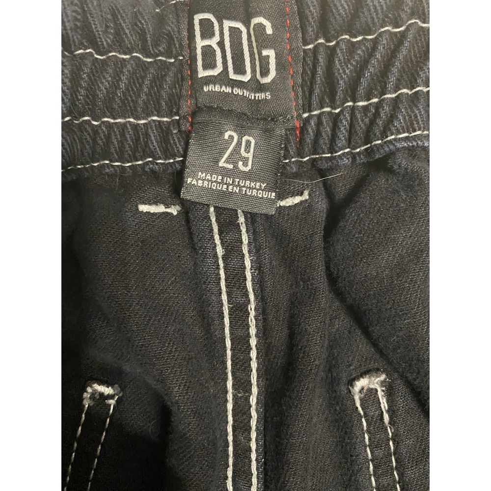 BDG Urban Outfitters Contrast Stitch Cargo Pants Wide Leg Black 29 Y2K Skater - Picture 2 of 11